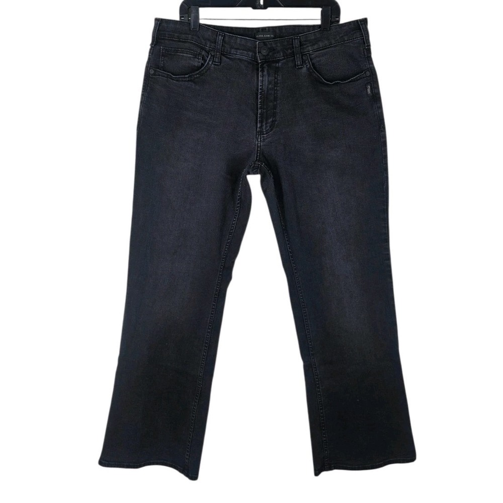 Silver Jeans Zac Mens 36x32 (37x30.5) Relaxed Straight Leg Black Denim Stretch